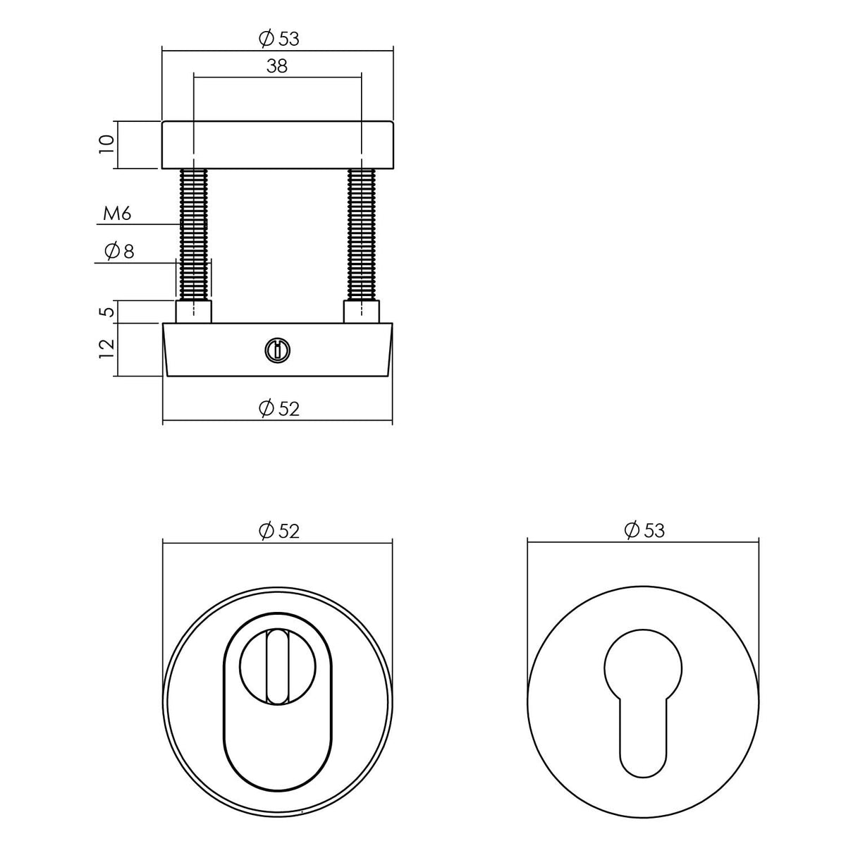 Intersteel achterdeurbeslag set Jura ronde mat zwart – gemonteerd