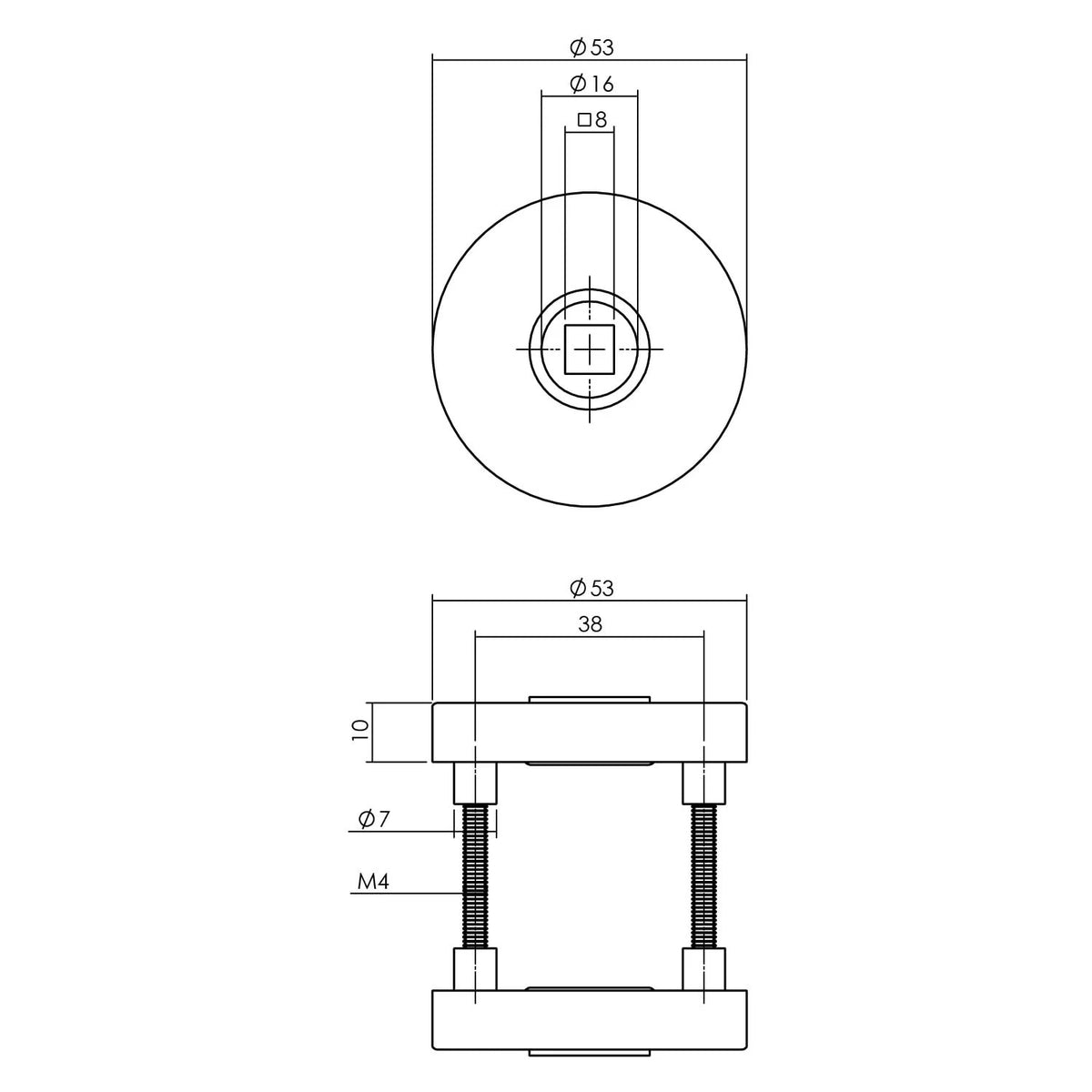 Intersteel achterdeurbeslag set Jura ronde mat zwart – maatschets