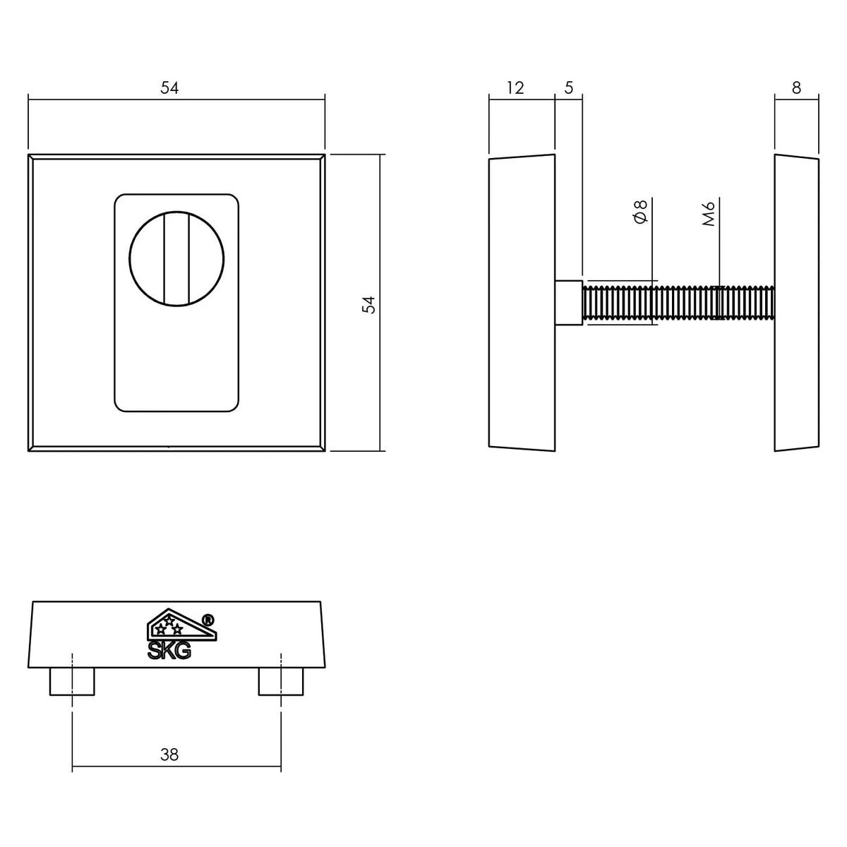 Intersteel achterdeurbeslag set Jura vierkante rvs zwart – gemonteerd