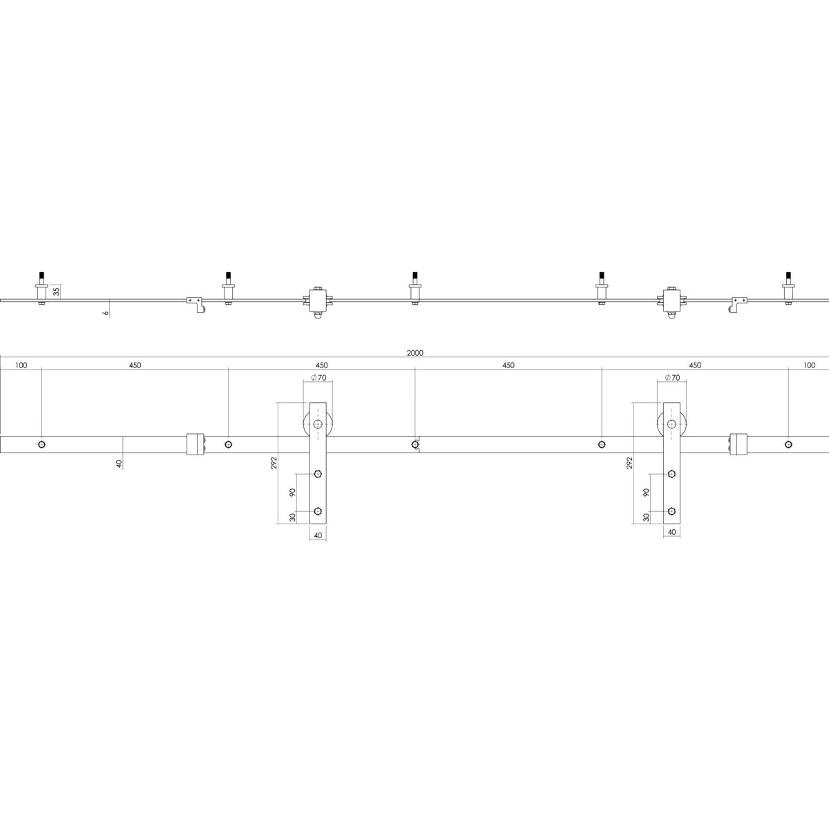 Intersteel DIY-schuifdeur Cubo zwart gemonteerd in interieur - sfeerbeeld