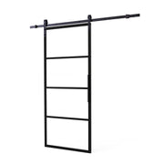 Intersteel DIY-schuifdeur Cubo zwart met transparant glas 235 cm - vooraanzicht