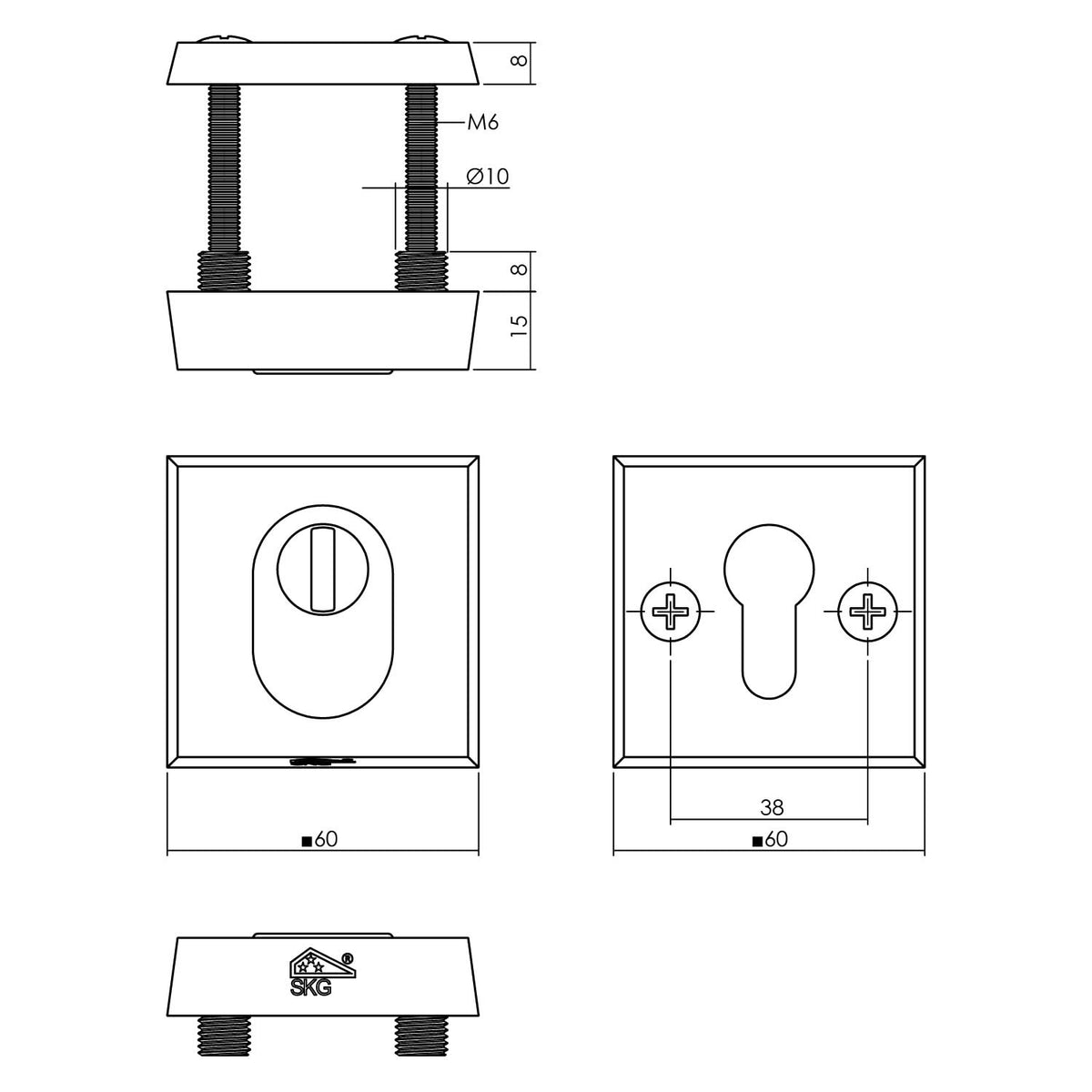 Intersteel veiligheidsrozet SKG3 met kerntrekbeveiliging - detail