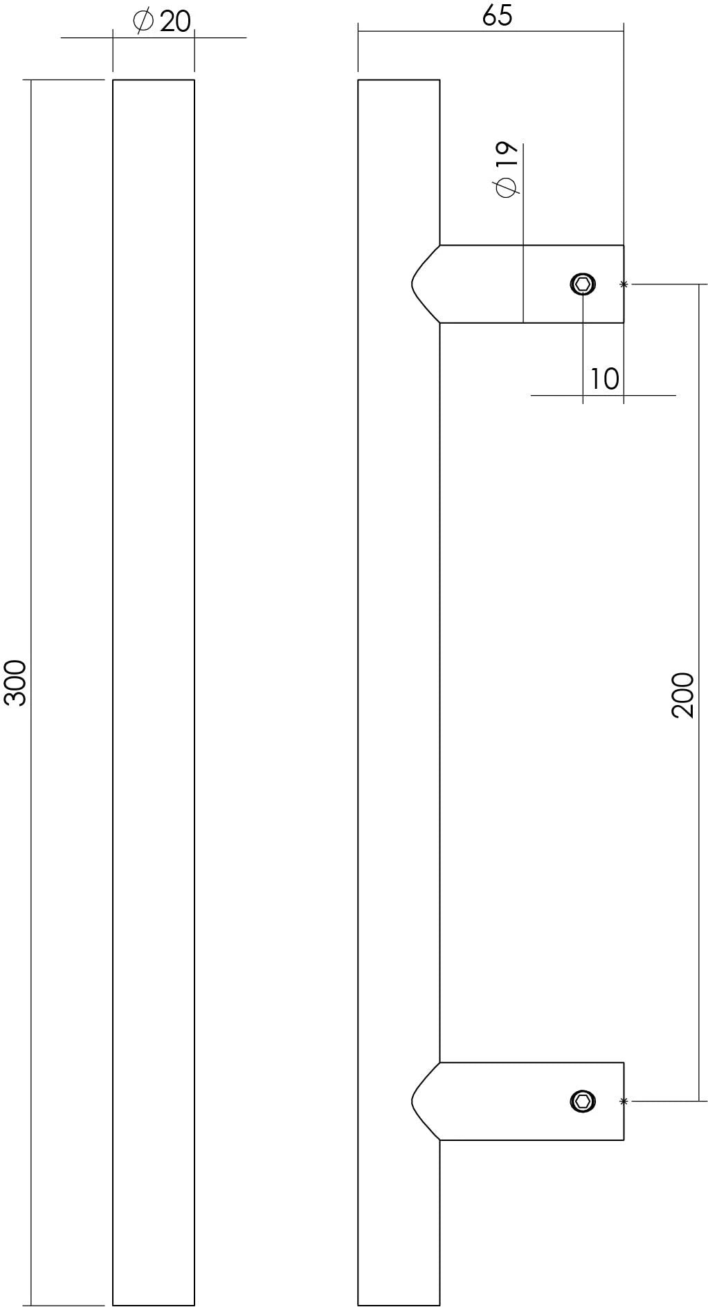Intersteel deurgreep T-model mat zwart – detailweergave