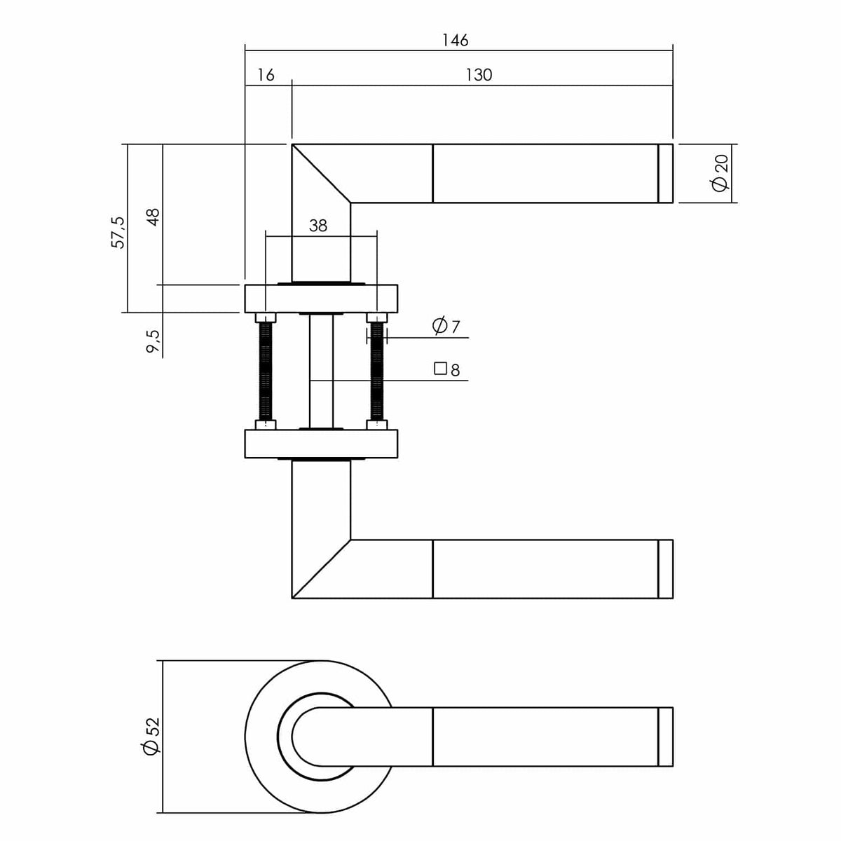 Intersteel deurkruk Bastian op ronde rozet antraciet grijs – detail