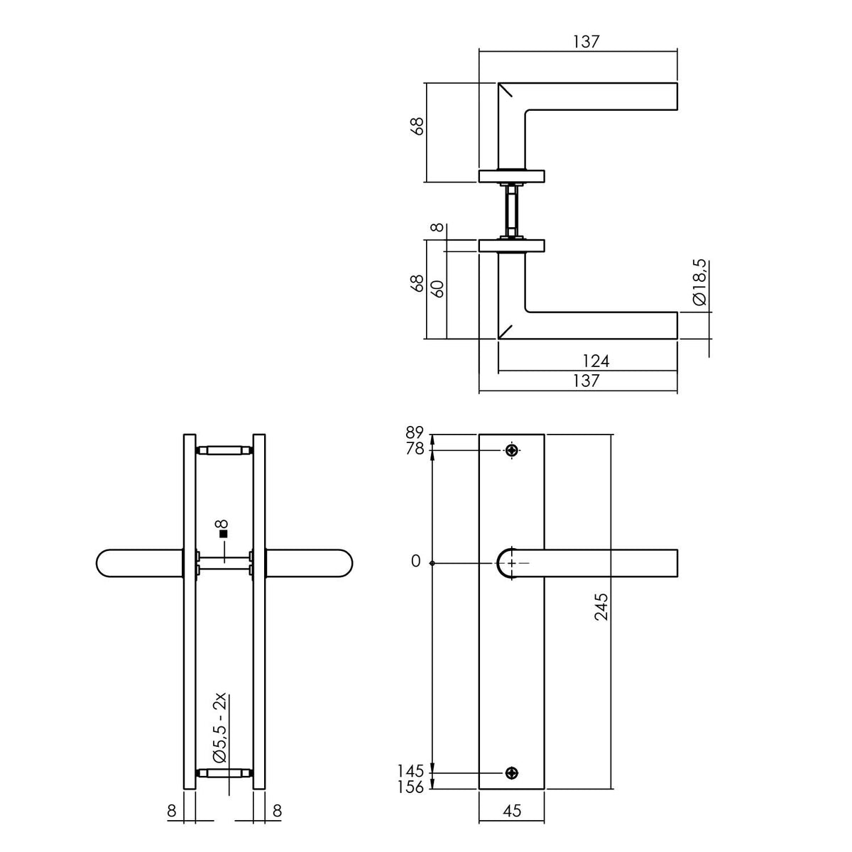 Intersteel deurkruk Bastian op schild Antracietgrijs detail