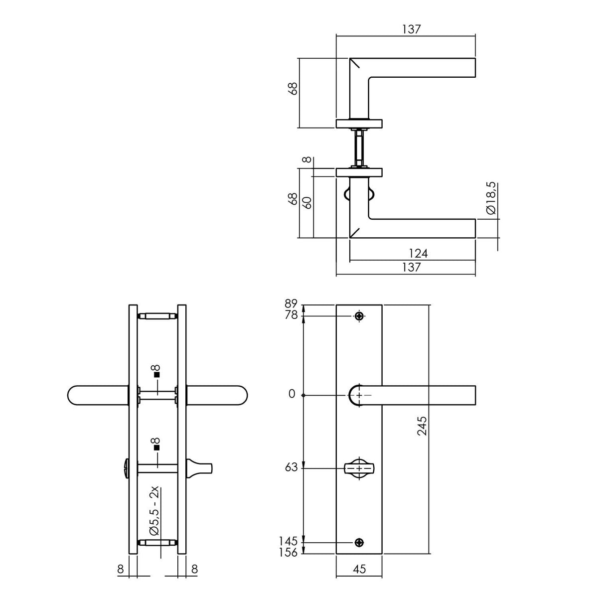 Intersteel deurkruk Bastian op schild Antracietgrijs detail