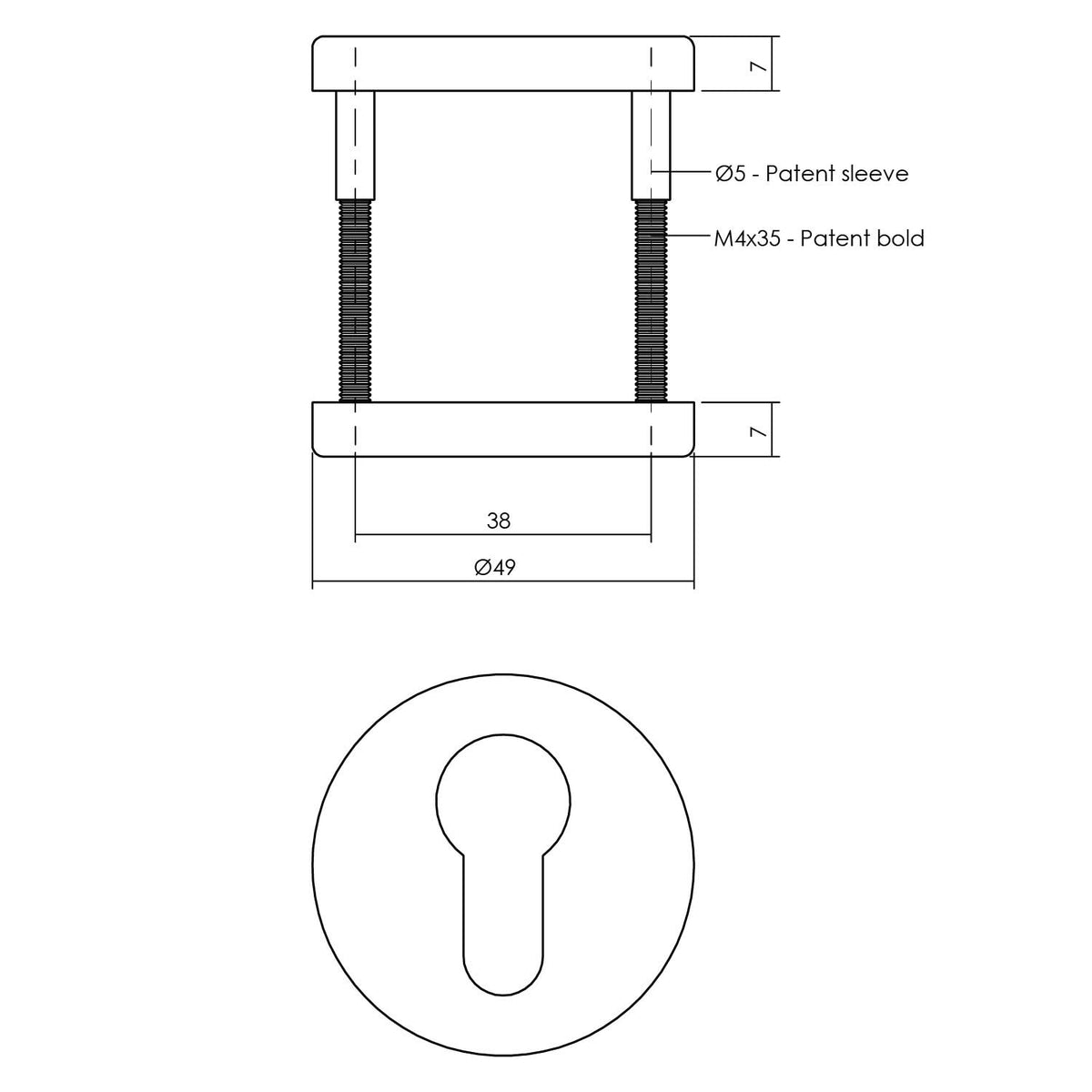 Intersteel rozet met PC Grijs – detailfoto