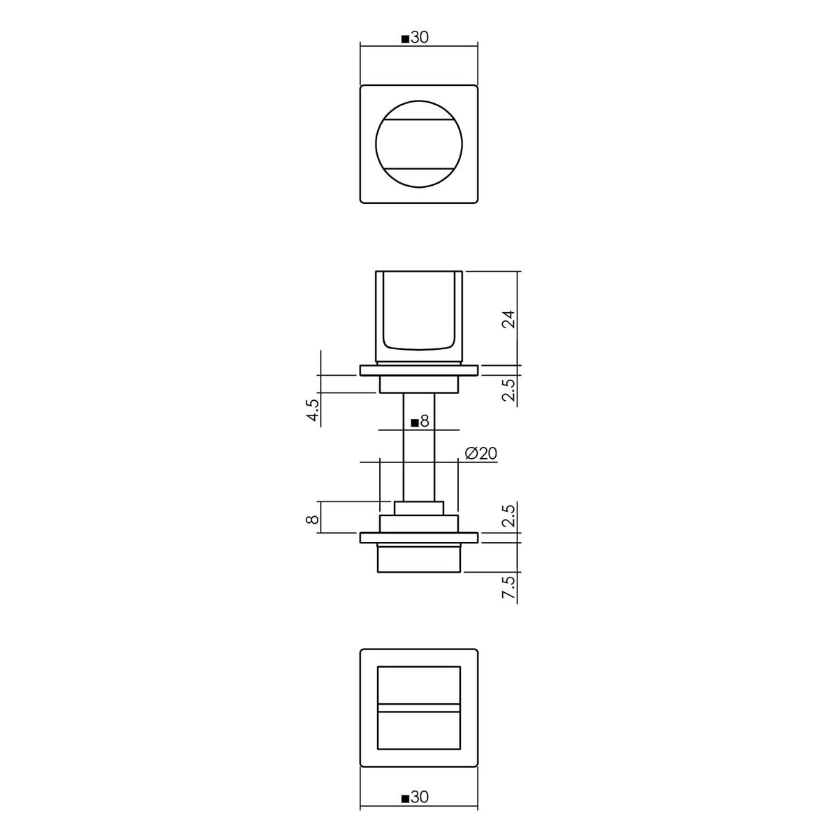 Intersteel WC-sluiting vierkant op rozet Antracietgrijs – detailfoto