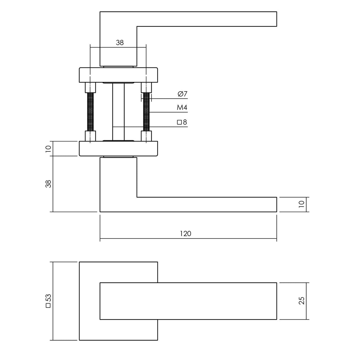 Intersteel Amsterdam rvs geborsteld – maattekening achterdeurbeslag