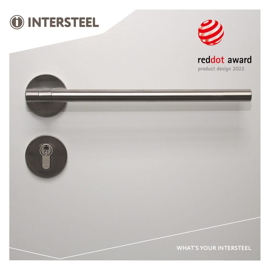 Intersteel deurkruk Shiraat op rozet RVS detail
