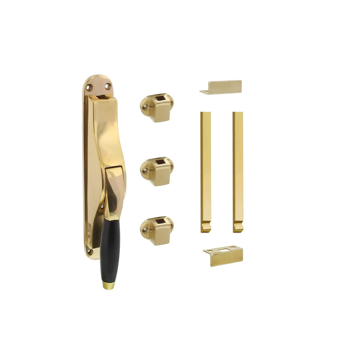 Intersteel set pomp-espagnolet Ton Basic messing gelakt ebbenhout vooraanzicht