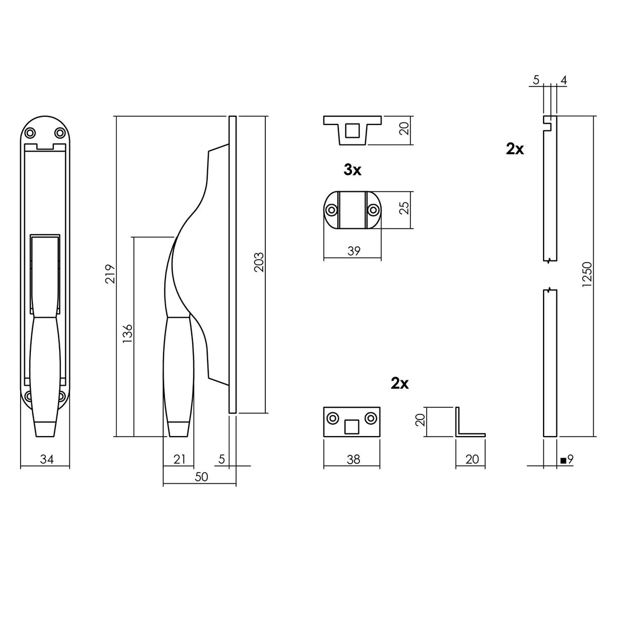 Intersteel set pomp-espagnolet Ton basic inclusief stangenset – productafbeelding