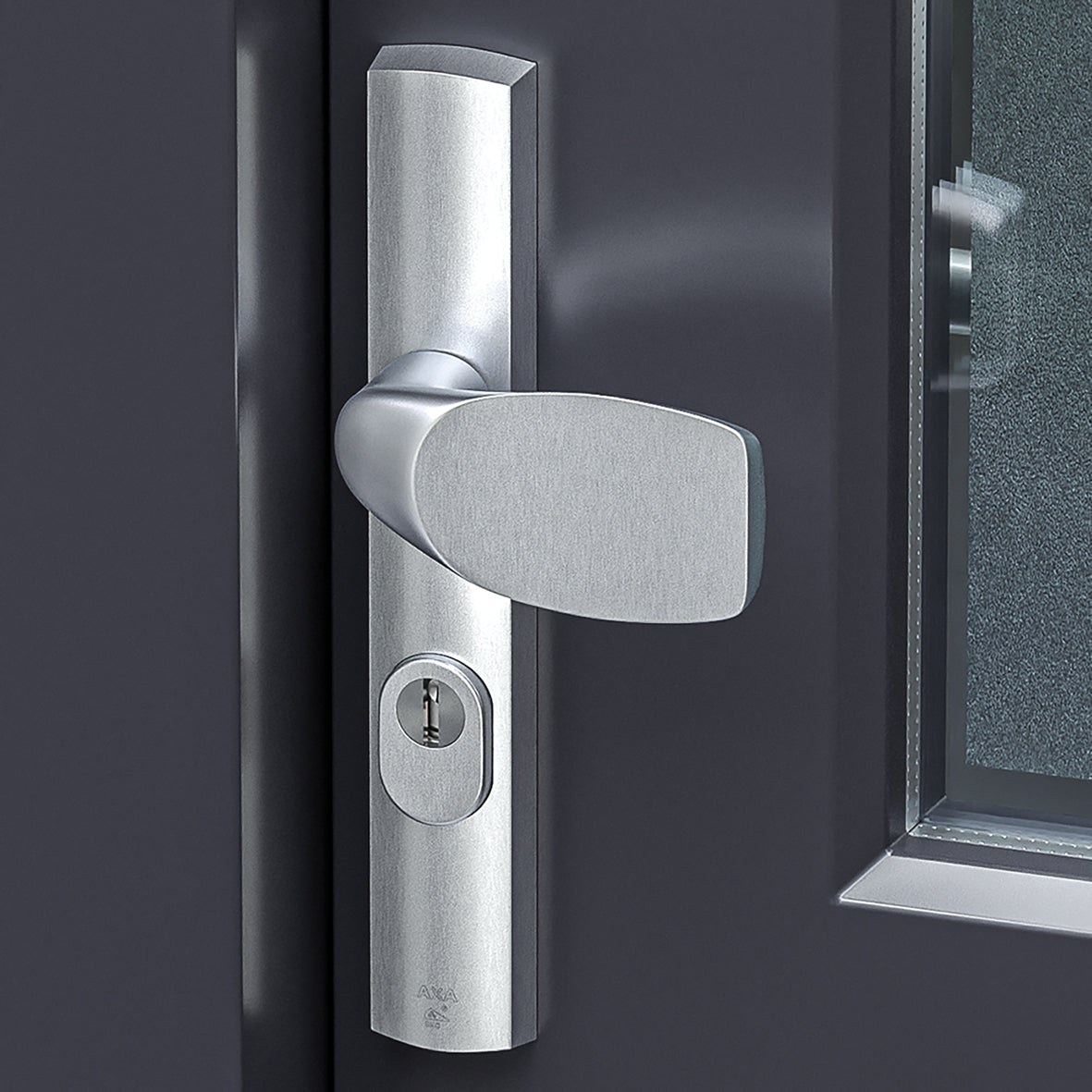 AXA | Veiligheidsbeslag Premium smal kruk Wing+Arrow PC72 anti-kerntrek | Aluminium naturel