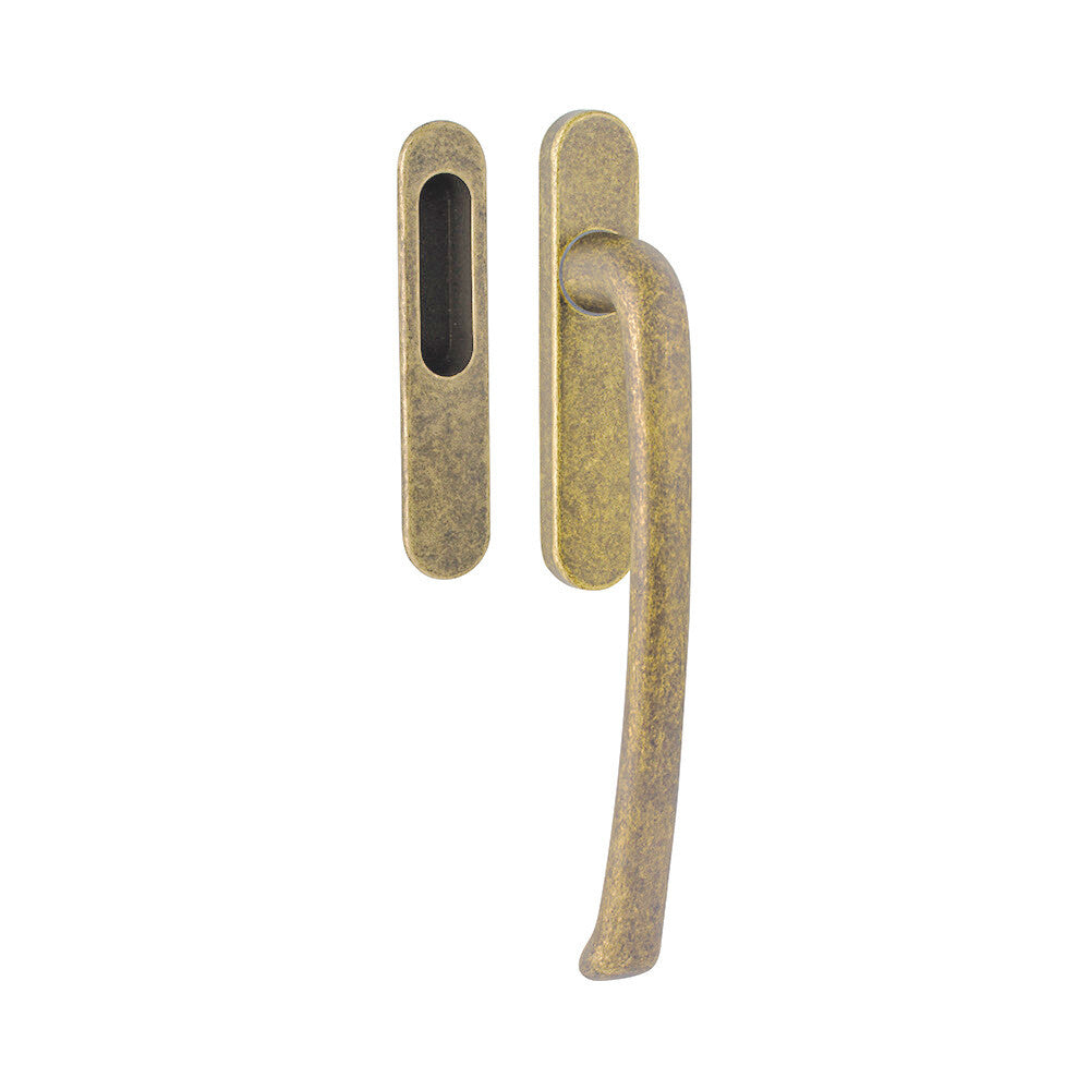 Hardbrass hefschuifdeurgreep Priamo enkel Blind messing getrommeld vooraanzicht