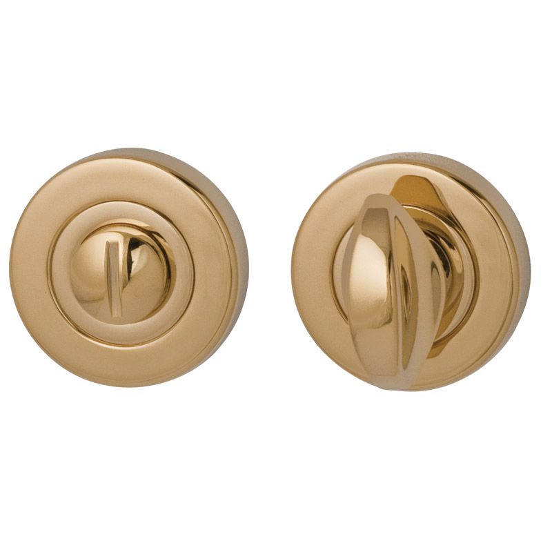 Hard Brass WC-Rosette 8 mm Nika in Messing unlackiert, Vorderansicht