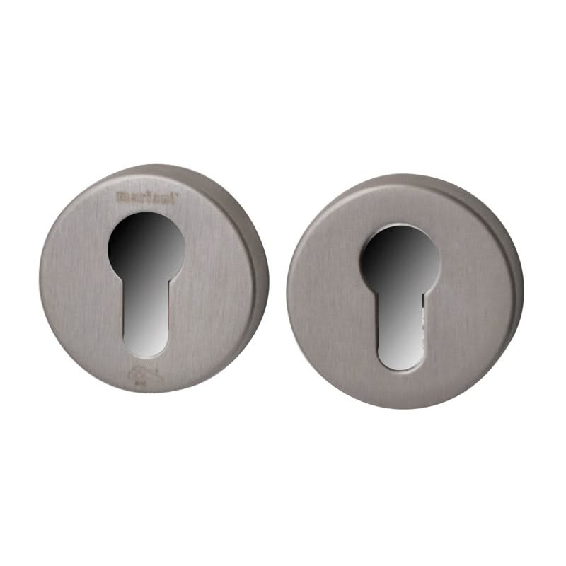 Hardbrass RVS voordeurset SKG3 inox deurkruk detail
