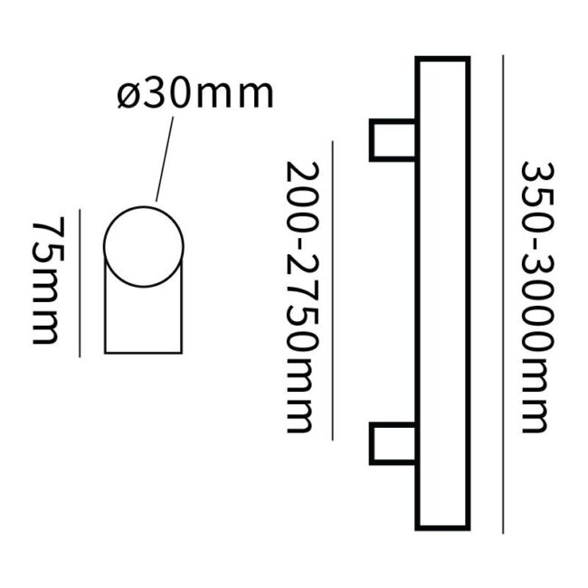 Hard Brass Handgreep Inox T 30x1100x1250 RVS geschuurd – detail