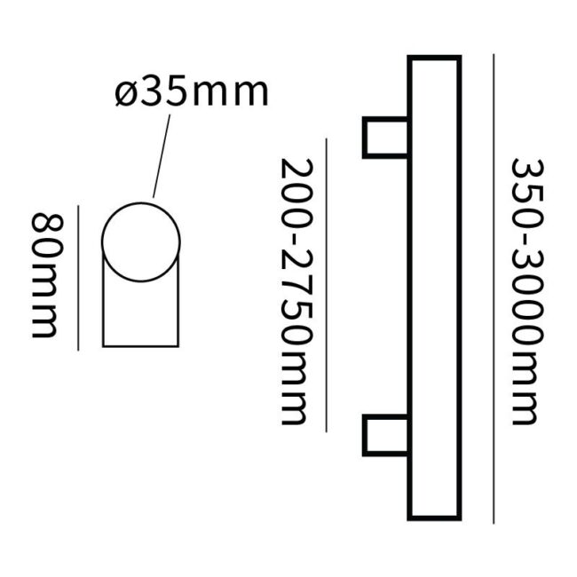 Hard Brass RVS T-greep 35x1300x1470 geschuurd roestvrij staal - detail