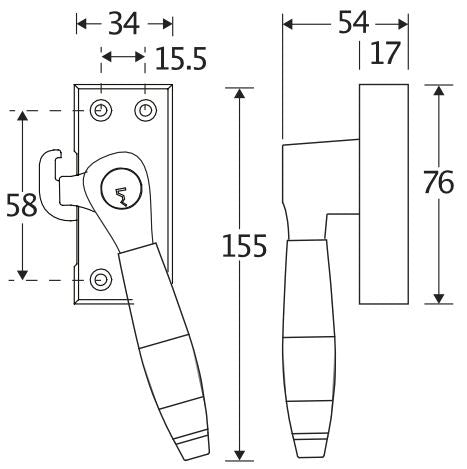 Artitec Mi Satori SKG1 raamsluiting Bonton ebben links ongelakt messing detail