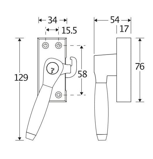 Artitec Mi Satori raamsluiting SKG1 Ton ebben rechts messing antiek brons detail