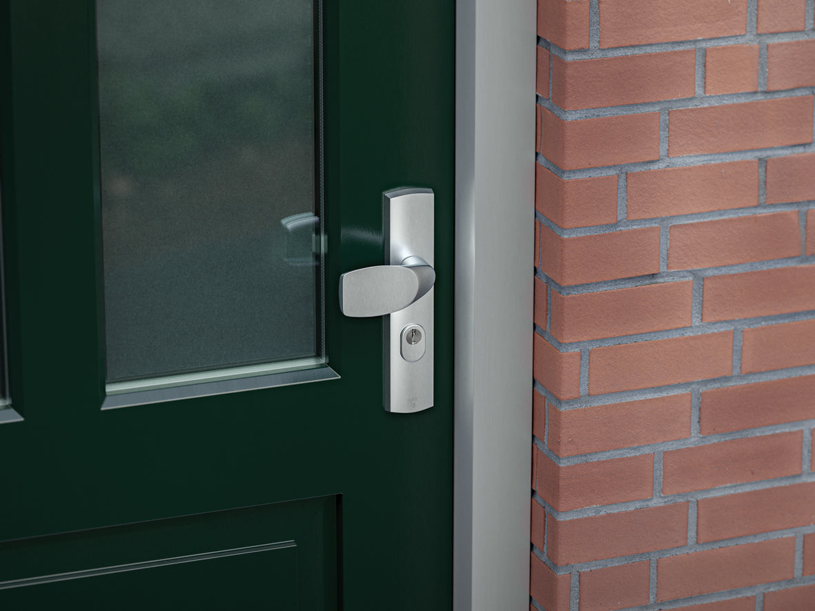 AXA | Veiligheidsbeslag Curve Plus kruk Wing+Blok PC72 anti-kerntrek | Aluminium naturel