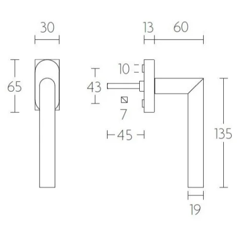 Formani LB2-DK-Q draaikiepgarnituur mat roestvast staal – detail