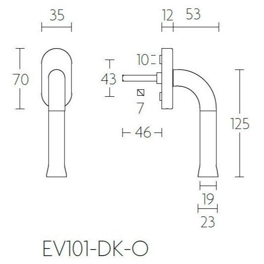 FORMANI EV101-DK-O draaikiepgarnituur mat zwart – detailweergave