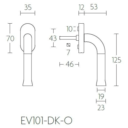 FORMANI EV101-DK-O draaikiepgarnituur mat goud – detailweergave