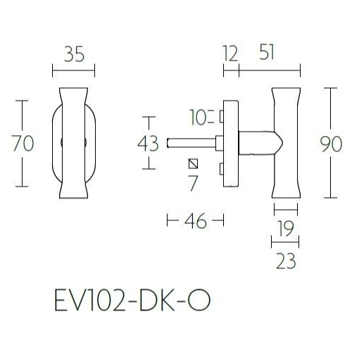 FORMANI EV102-DK-O draaikiepgarnituur mat goud – detailweergave