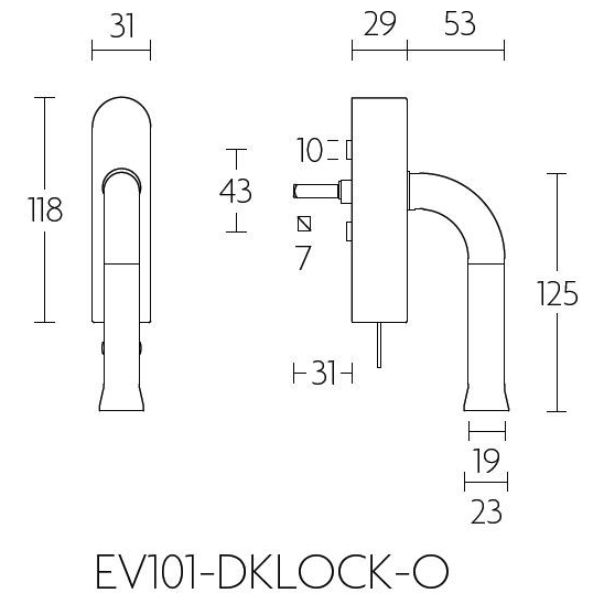 Formani EV101-DKLOCK-O draaikiepgarnituur PVD mat goud/mat zwart detail