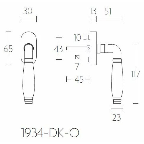 Formani 1934 draaikiepgarnituur mat nikkel met ebbenhout detail