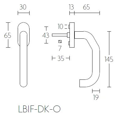 Formani LB1-DK-O draaikiepgarnituur mat roestvast staal (vooraanzicht)