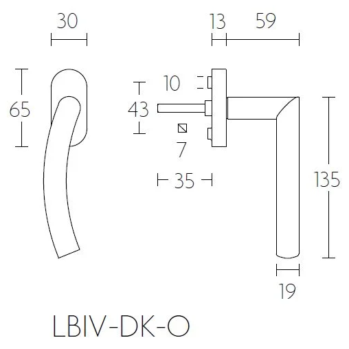 Formani LB4-DK-O draaikiepgarnituur mat roestvast staal linksdraaiend vooraanzicht