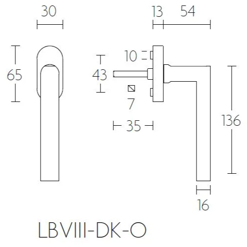 Formani LB8-DK-O draaikiepgarnituur mat roestvast staal linksdraaiend detail