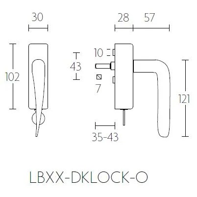 Formani LB20-DKLOCK-O draaikiepgarnituur mat roestvast staal – detail