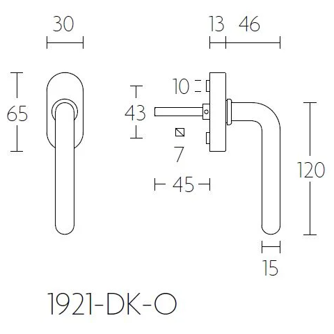 Formani 1921-DK-O draaikiepgarnituur mat nikkel linksdraaiend - detail