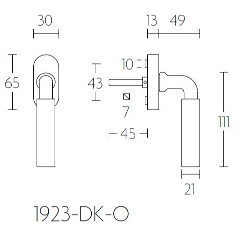 Formani 1923-DK-O draaikiepgarnituur mat nikkel/ebbenhout linksdraaiend - detail