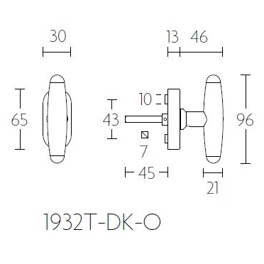 FORMANI 1932T-DK-O draaikiepgarnituur mat nikkel/ebbenhout – detailfoto