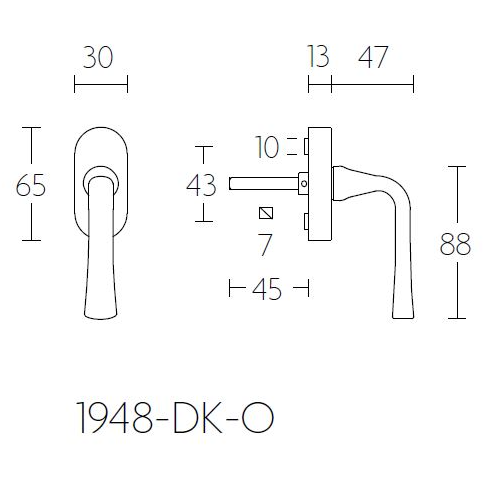 Formani 1948-DK-O draaikiepgarnituur glans nikkel rechtsdraaiend detail