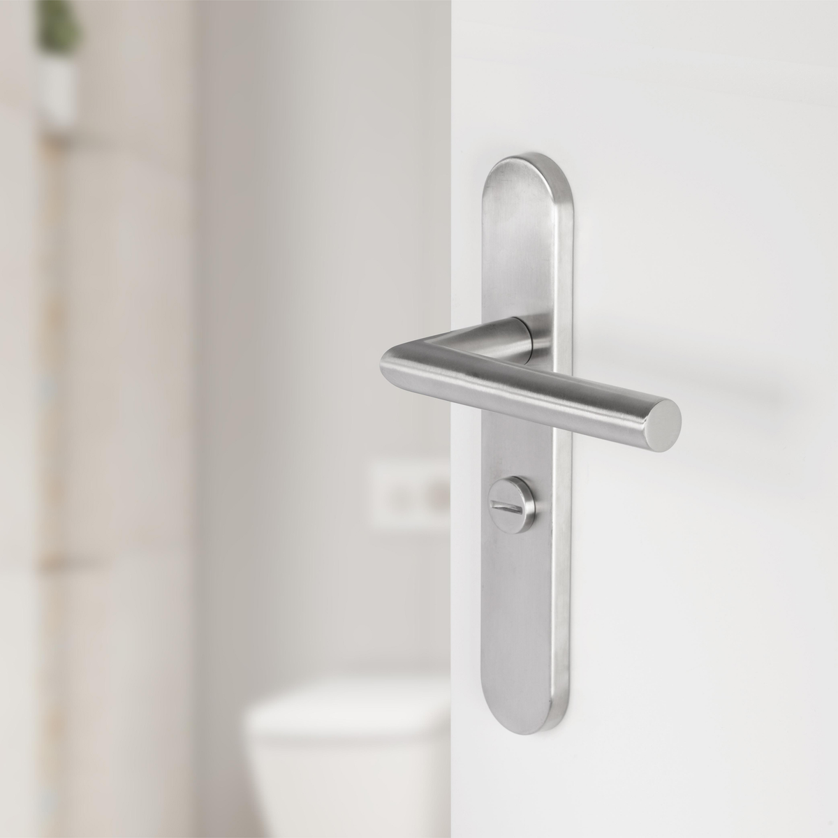 Differnz Amsterdam deurkruk ovaal schild WC 63 mm mat chroom – detail