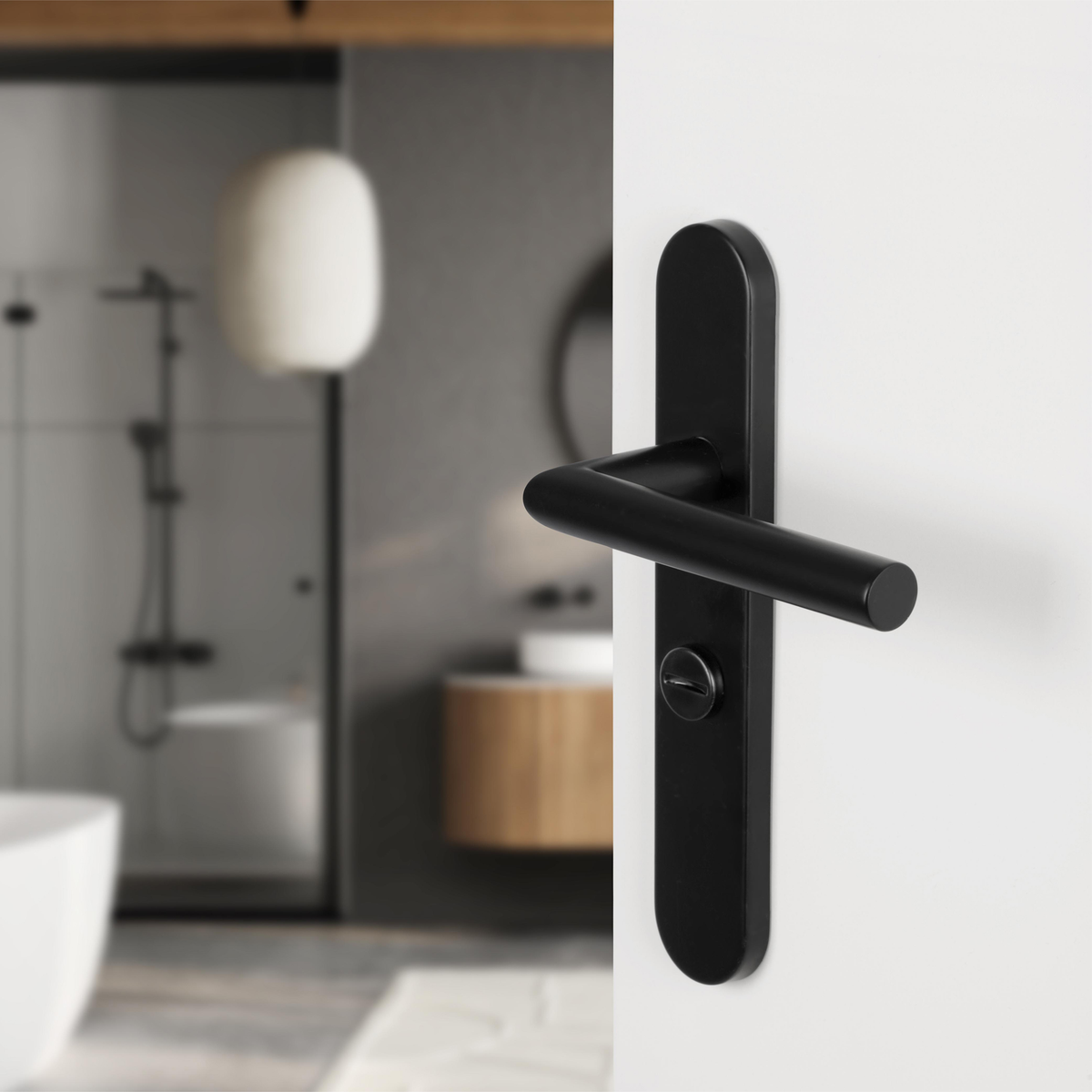 Differnz Amsterdam deurkruk ovaal schild WC 63 mm zwart – detail