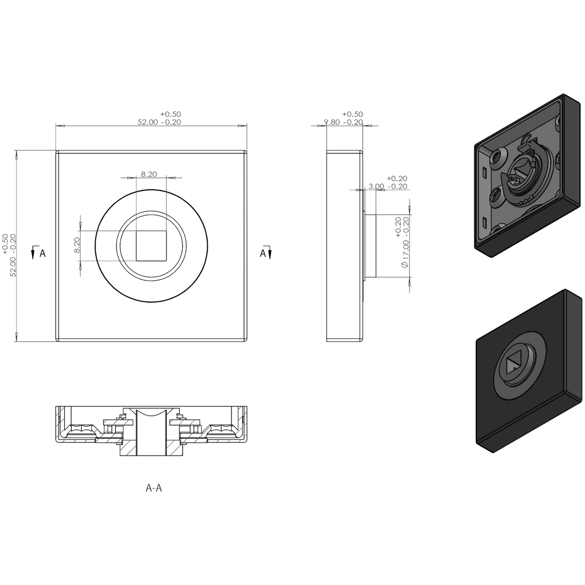 Differnz Eindhoven deurkruk vierkant rozet gun metal, detail