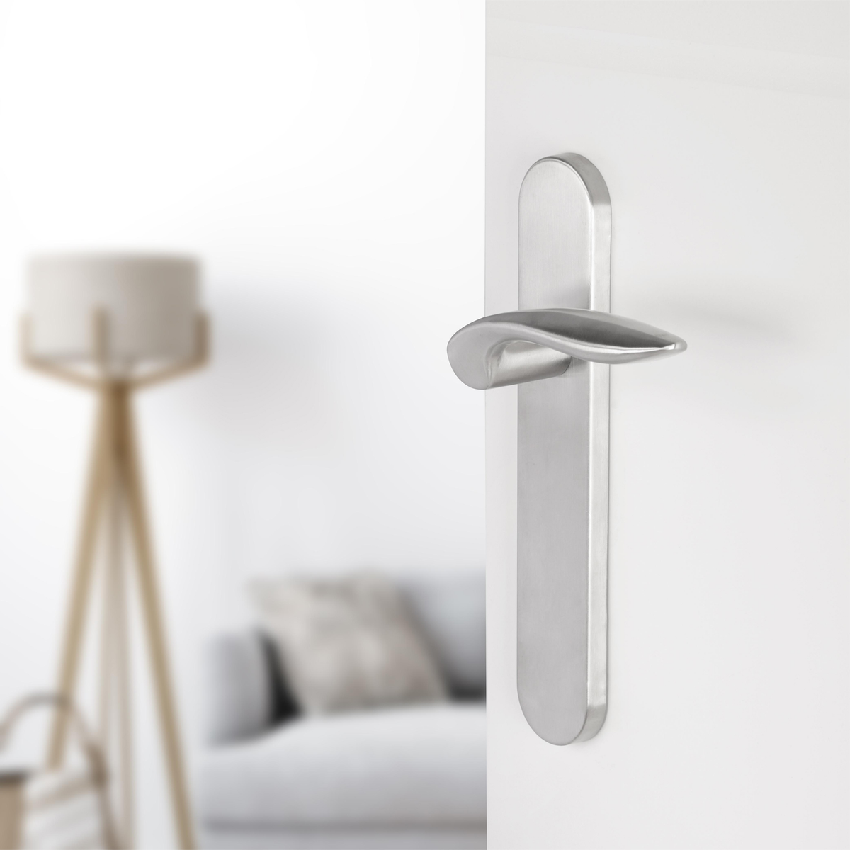 Differnz Groningen deurkruk ovaal schild blind mat chroom – detail