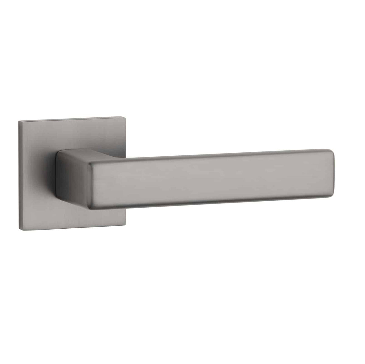STILE deurkruk Miia op vierkant rozet gunmetal, vooraanzicht