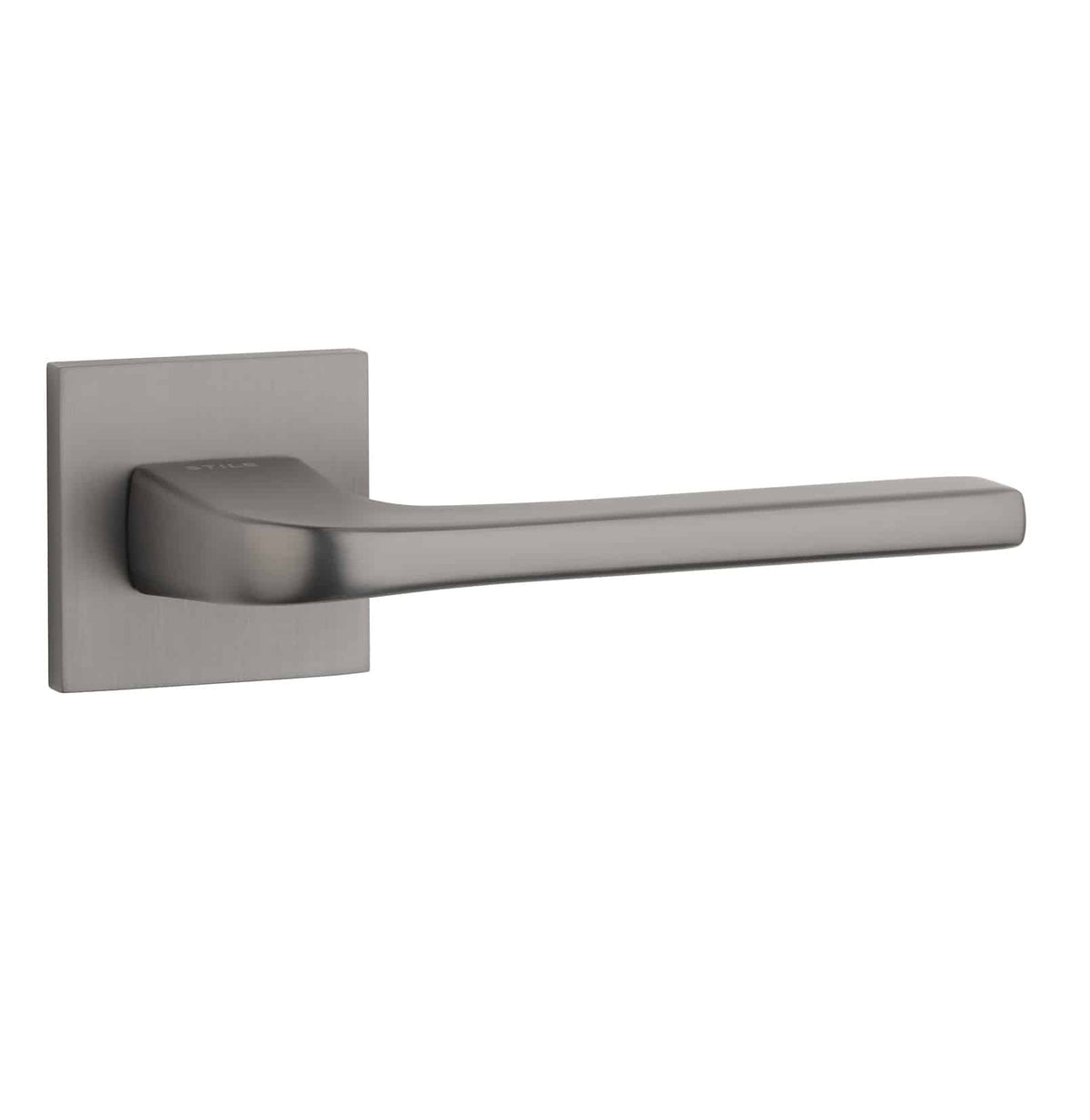 STILE deurkruk Naka op vierkant rozet gunmetal, vooraanzicht