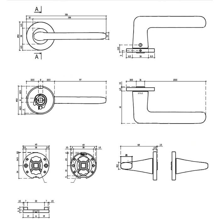 Stile deurklink Uta mat goud detail