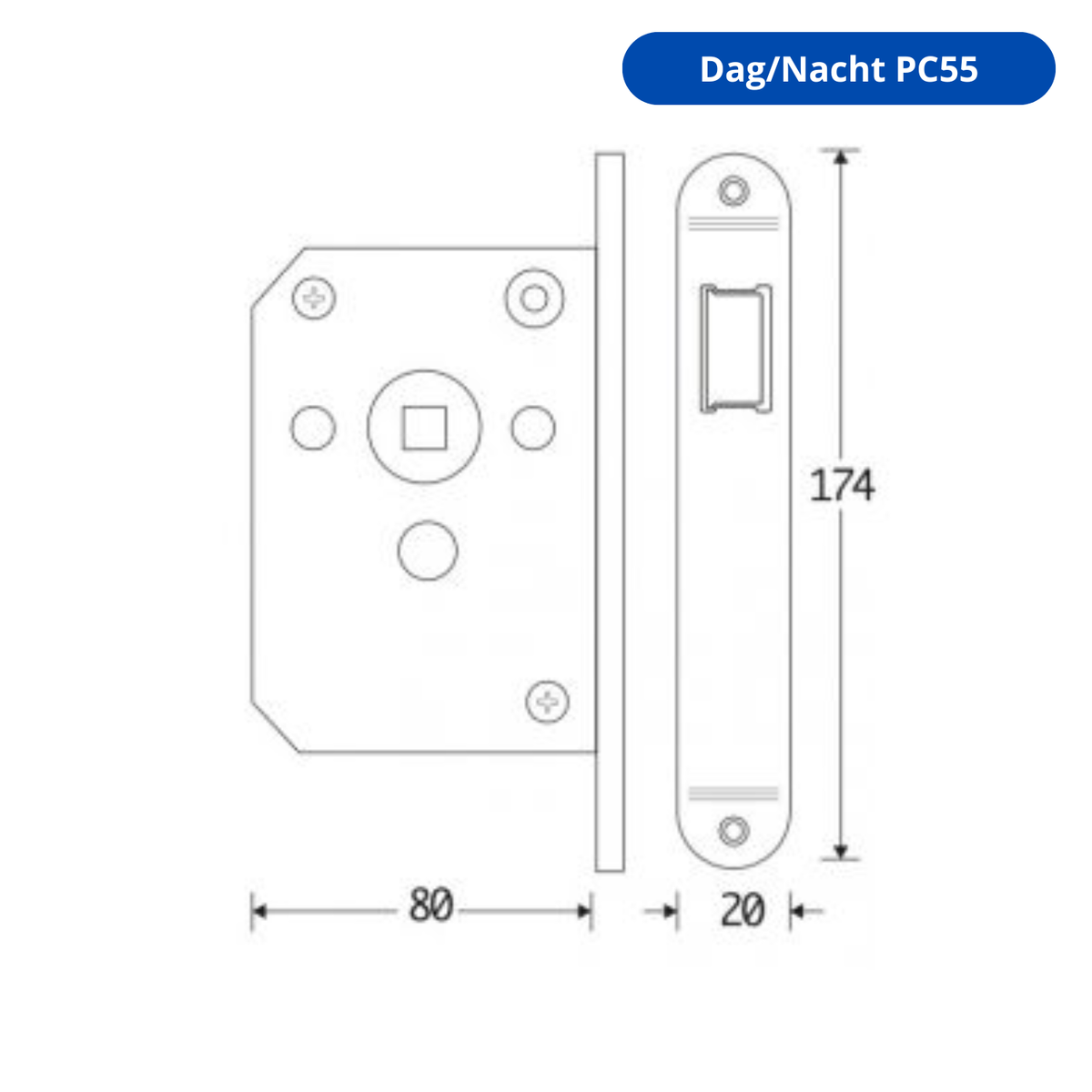 Artitec Mi Satori Dag/Nacht PC55 Mat Zwart technische maattekening