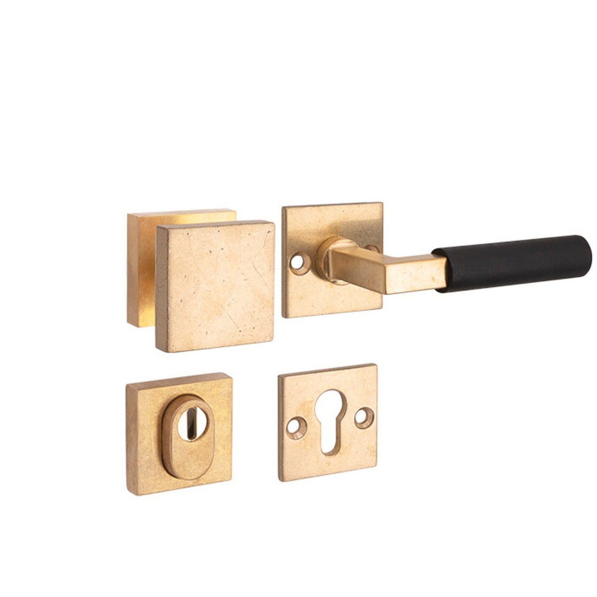 Artitec Mi Satori SKG3 knop/kruk op rozet Bauhaus ebben messing antiek – vooraanzicht