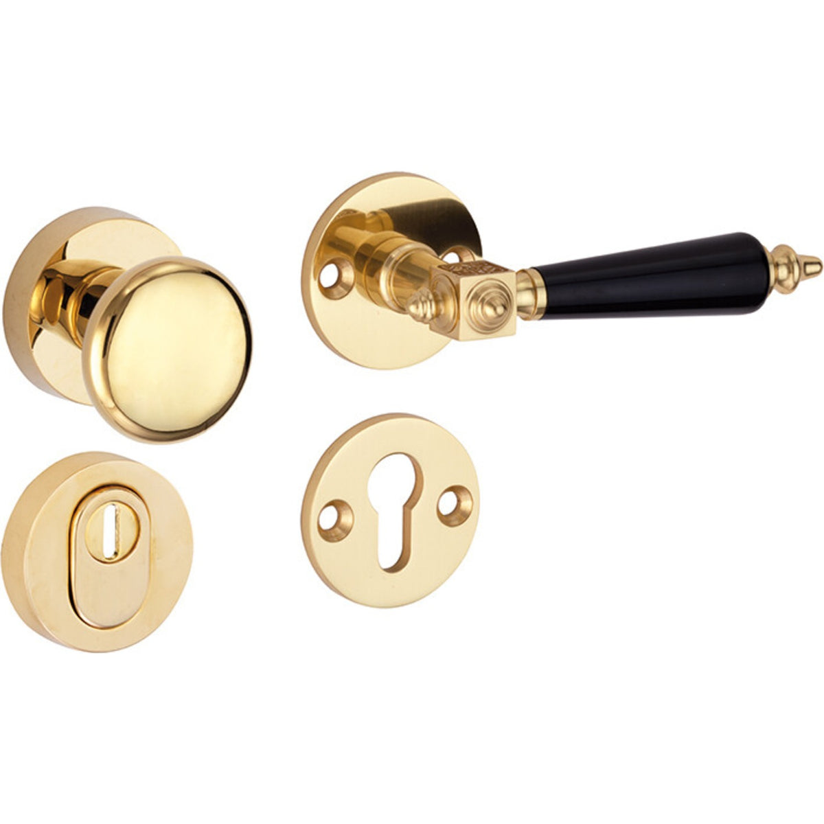 Artitec Mi Satori knop/kruk op rozet Roman messing gelakt bakeliet / messing PVD productfoto