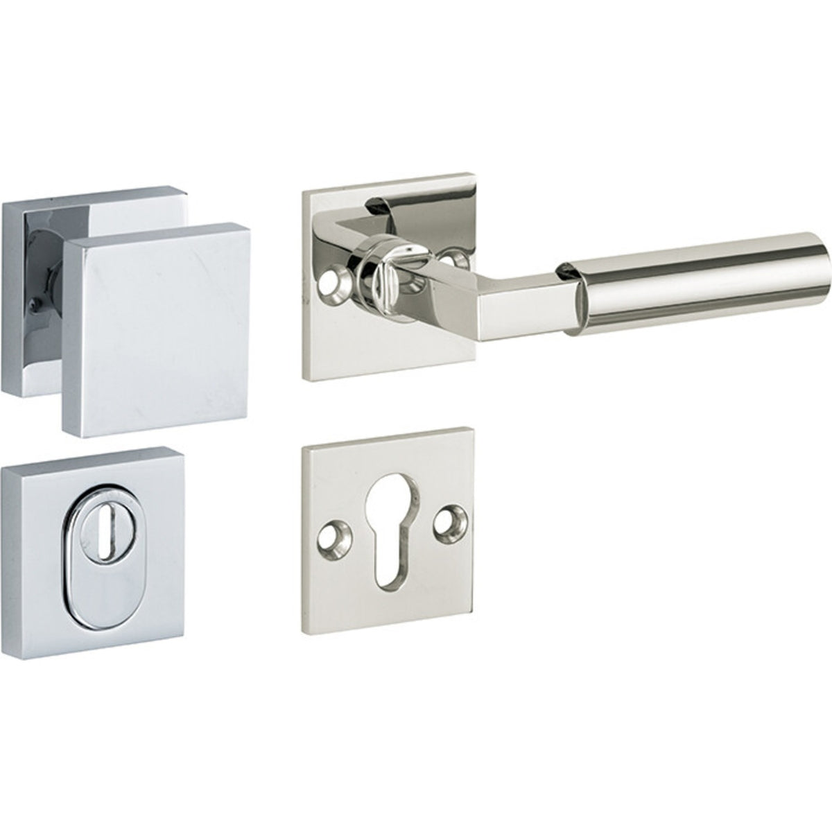 Artitec Mi Satori knop/kruk op rozet Bauhaus glans nikkel / glans chroom vooraanzicht